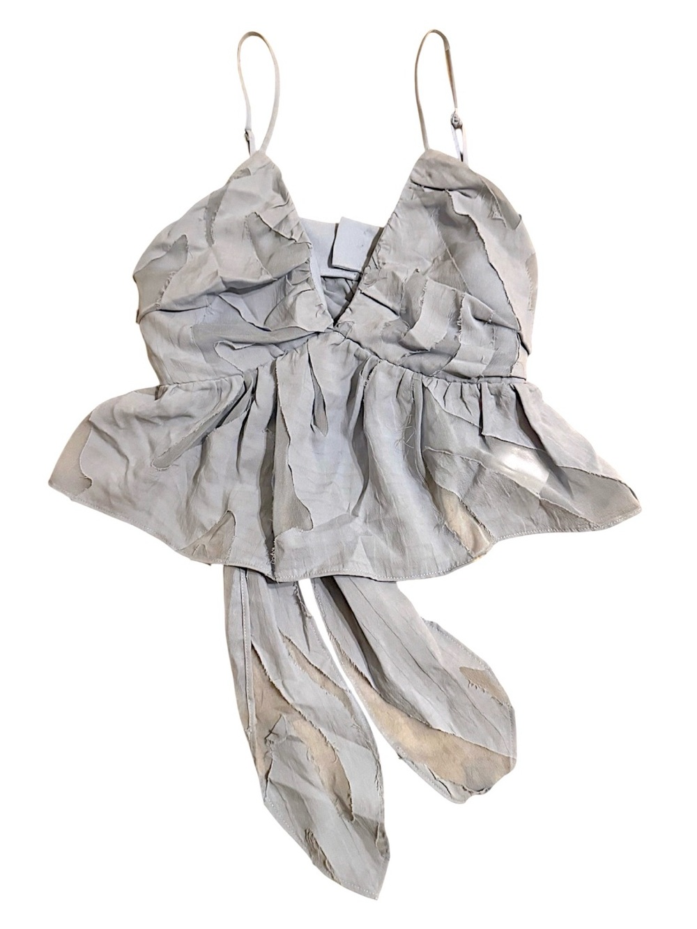 Jonathan Simkhai Baby Blue Jemelee Layered Peplum Cami Crop Top Sz S $395